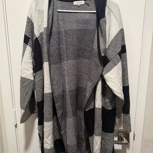 Calvin Klein Checkered Black and Gray Cardigan